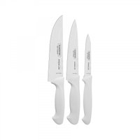Jogo de Facas Tramontina Premium com Lâminas em Aço Inox e Cabos de Polipropileno Branco 3 Peças Tramontina