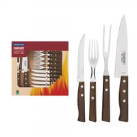 Jogo de Talheres para Churrasco Tramontina em Aço Inox com Cabo de Madeira Natural 14 Peças Tramontina