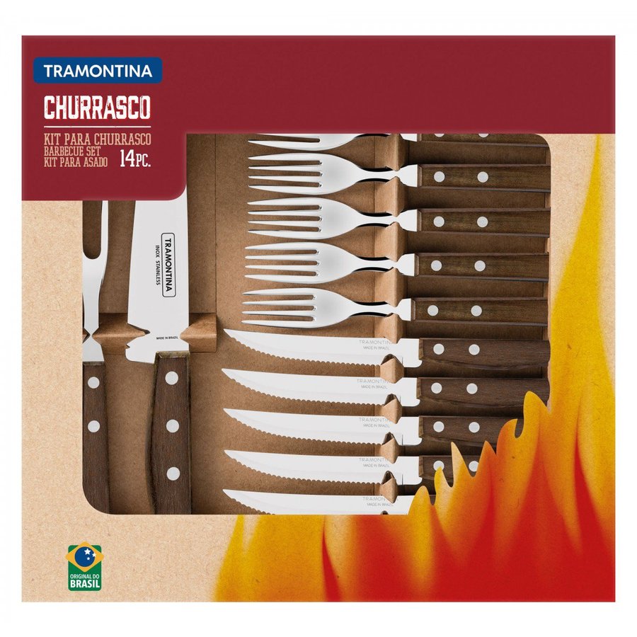 Jogo de Talheres para Churrasco Tramontina em Aço Inox com Cabo de ...