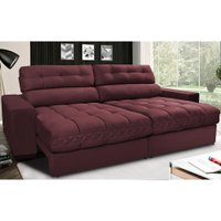 Sofá Retrátil e Reclinável com Molas Ensacadas Cama inBox Master 2,32m Tecido Suede Vinho
