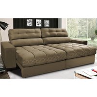 Sofá Retrátil e Reclinável com Molas Ensacadas Cama inBox Master 2,52m Tecido Suede Castor