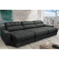 Sofá Retrátil e Reclinável com Molas Ensacadas Cama Inbox Master 3,52m Tecido Suede Cinza