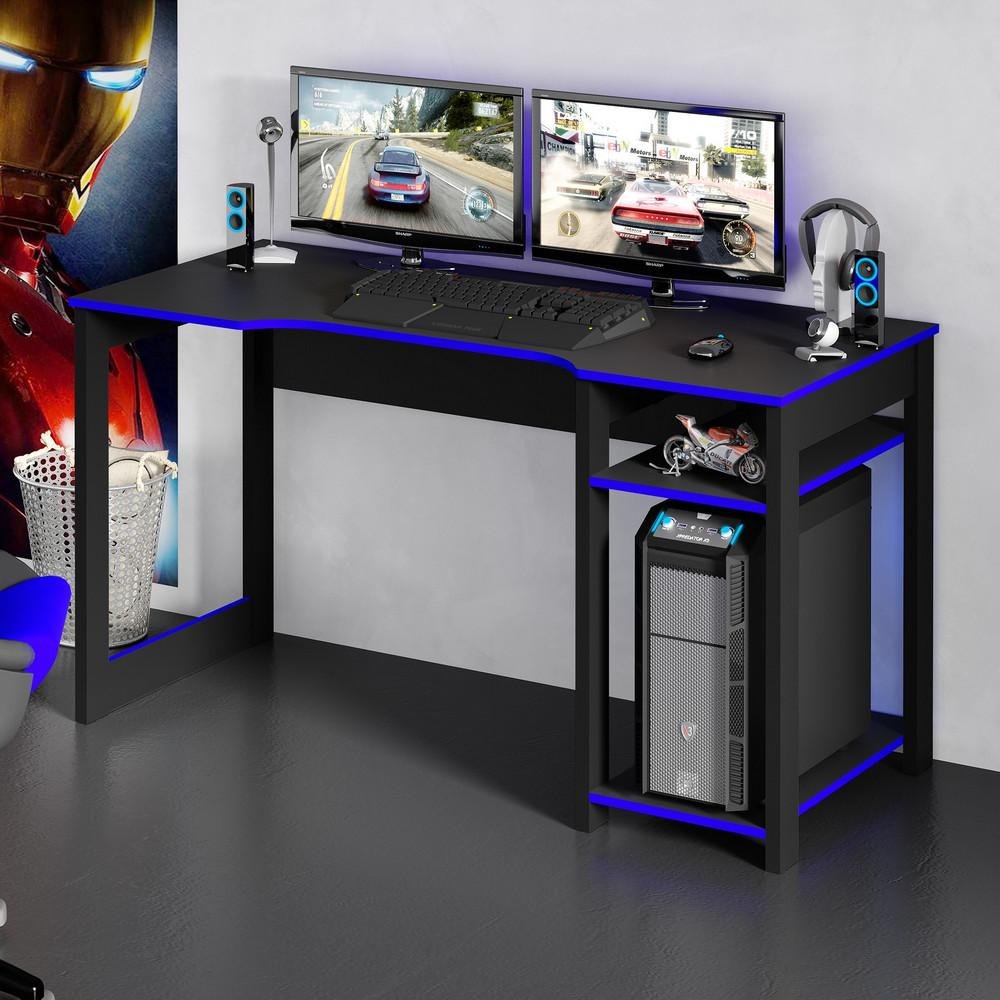 Mesa Gamer Reversível Me4152 Preto E Azul Tecno Mobili
