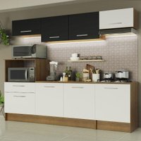 Cozinha Completa Madesa Onix 240002 com Armário e Balcão - Rustic/Branco/Preto 5Z73