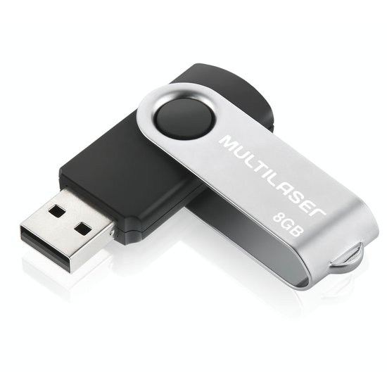 Pen Drive Multilaser Twist USB 2.0 8GB PD587 Preto