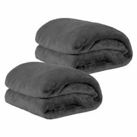 Kit de Cobertores Casal Manta Microfibra Fleece 02 Peça - Chumbo