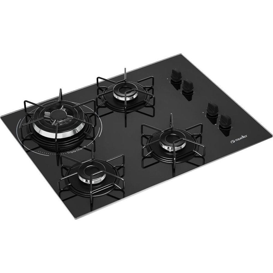 Cooktop Mueller 4 Bocas com Queimador Tripla Chama MCG134BG1