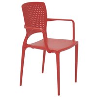 Cadeira Tramontina Safira Vermelha em Polipropileno e Fibra de Vidro com Braços Tramontina