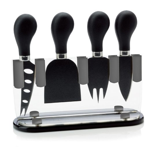Conjunto de 5 Facas para Queijo Kenya Preto