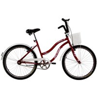 Bicicleta Retro Vintage Aro 26 Feminina Beach Vermelha