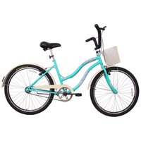 Bicicleta Retro Vintage Aro 26 Feminina Beach Azul Turquesa