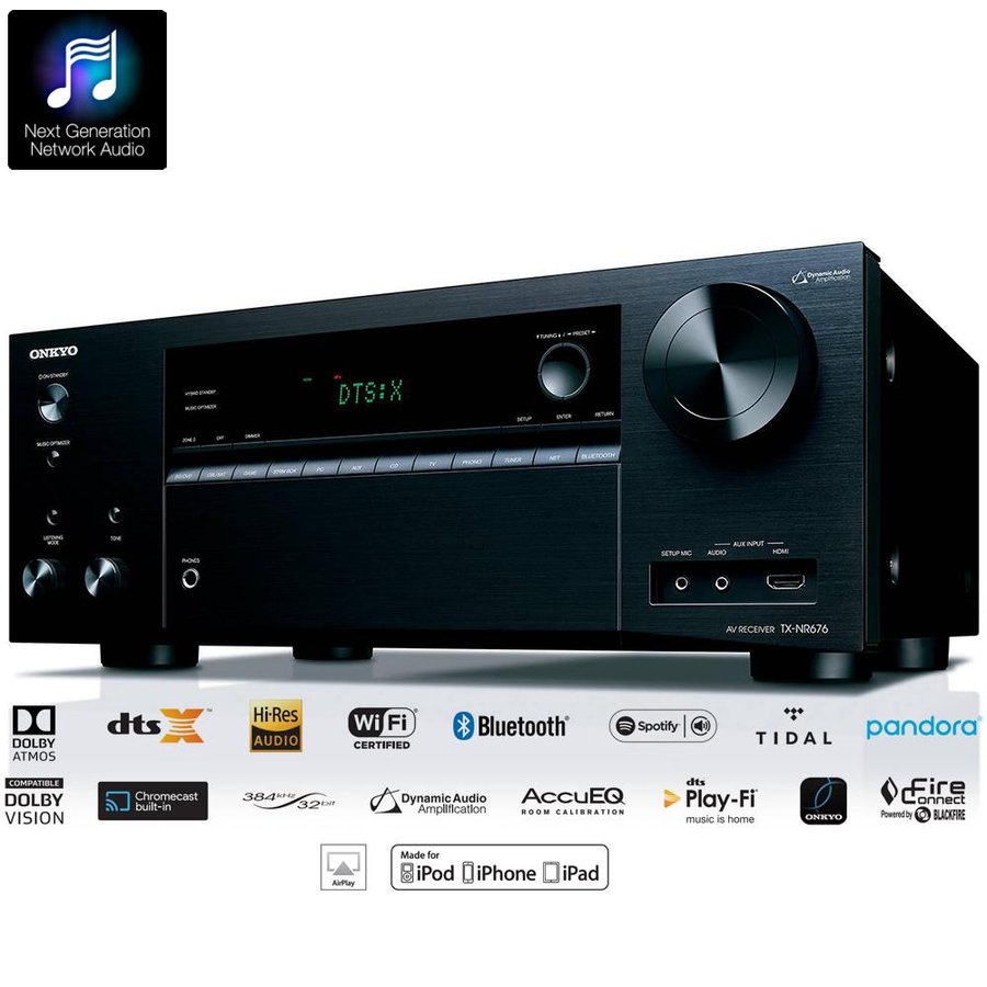 Receiver Onkyo TXNR676 7.2ch 4K Wifi Bluetooth AirPlay Spotify Dolby