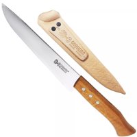 Faca De Churrasco 8'' Aço Carbono E Bainha De Couro Legítimo