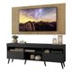 Rack c/ Painel TV 65" Preto/Rustic Londres Multimóveis Pés Retrô Preto