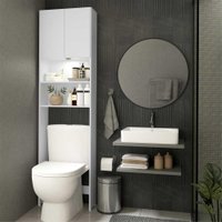 Armário Banheiro com Led para Vaso Sanitário e 2 portas Multimóveis Branco