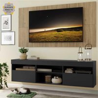 Rack c/ Painel e Suporte TV 65" Suspenso e 2 portas Londres Multimóveis Preto/Rustic