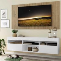 Rack c/ Painel TV 65" Suspenso e 2 portas Londres Multimóveis Branco/Rustic