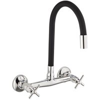 Misturador Gourmet De Parede Torneira Cozinha Flexível Preta Água Quente E Fria