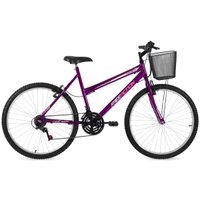 Bicicleta MTB Aro 26 DONNA 18V com cesta Free Action Violeta