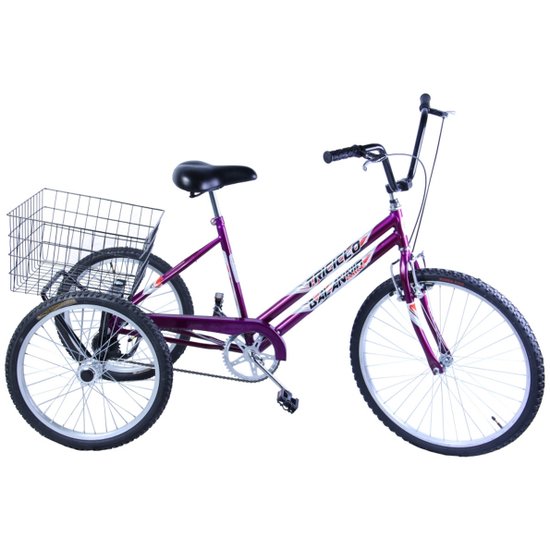 Bicicleta triciclo aro 26 cor violeta