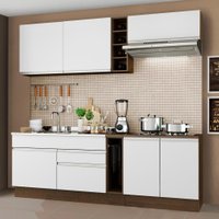 Cozinha Completa Madesa Parma com Armário Rustic/Branco e Balcão Rustic/Branco (Sem tampo e Pia)