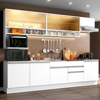 Cozinha Completa Madesa Verona com Armário e Balcão (Sem Tampo e Pia) - Portas de Correr de Vidro Reflex
