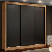 Guarda Roupa Casal Madesa Lyon Plus 3 Portas de Correr 4 Gavetas - Rustic/Preto