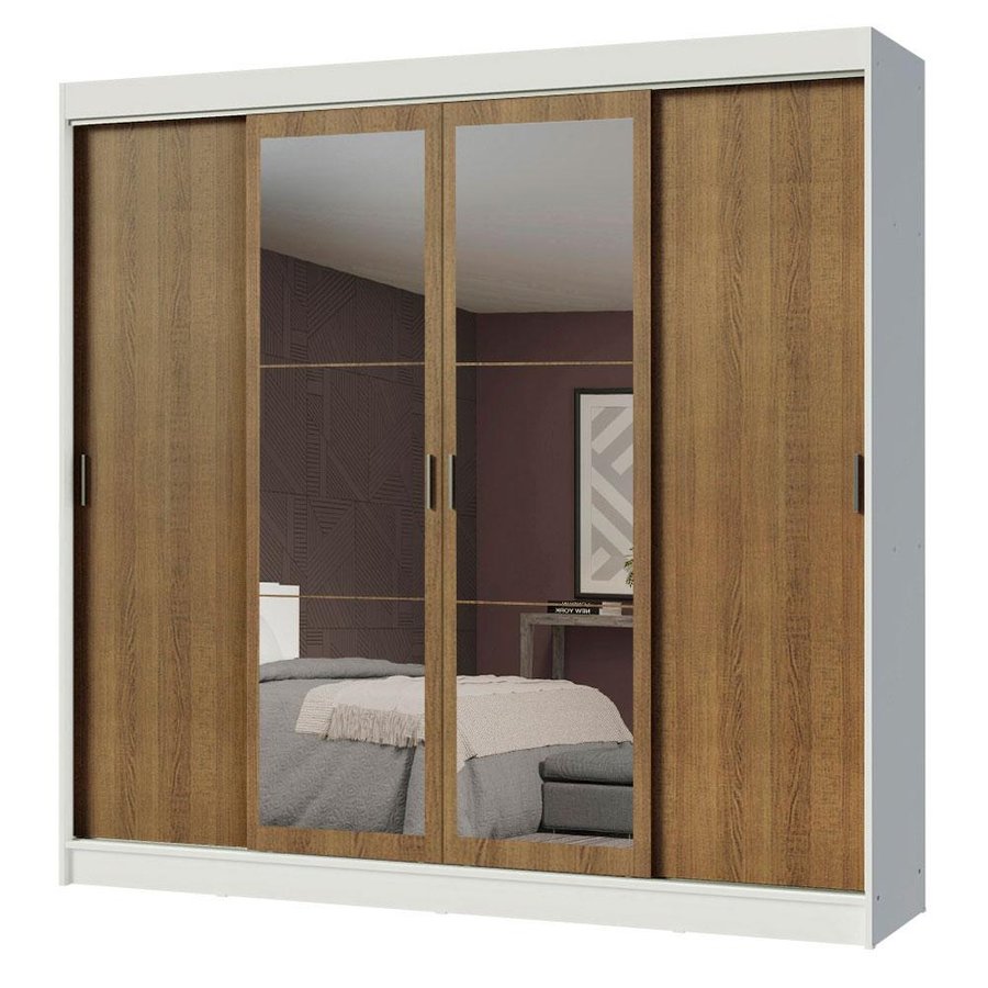 Guarda-Roupa Casal Madesa Austin 4 Portas de Correr com Espelhos 3 ...