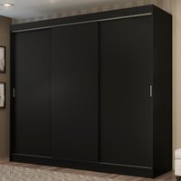Guarda-Roupa Casal Madesa Kansas 3 Portas de Correr 3 Gavetas - Preto
