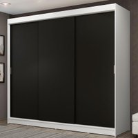 Guarda-Roupa Casal Madesa Kansas 3 Portas de Correr 3 Gavetas - Branco/Preto