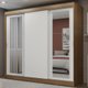 Guarda-Roupa Casal Madesa Kansas 3 Portas de Correr com Espelhos 3 Gavetas - Marrom/Branco