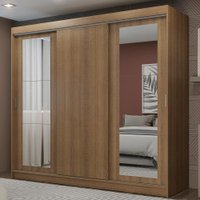 Guarda-Roupa Casal Madesa Kansas 3 Portas de Correr com Espelhos 3 Gavetas - Marrom