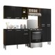Cozinha Completa Compacta c/ 3 Leds, Armário e Balcão c/ Tampo 3 pç Pequim Multimóveis Madeirado/Pto