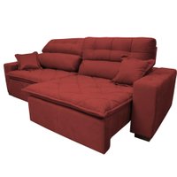 Sofá 2,62m Retrátil e Reclinável com Molas Cama inBox Confort Tecido Suede Velusoft Vermelho