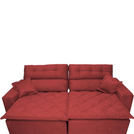 Sofá 2,62m Retrátil e Reclinável com Molas Cama inBox Confort Tecido Suede Velusoft Vermelho