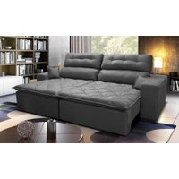 Sofá 2,62m Retrátil e Reclinável com Molas Cama inBox Confort Tecido Suede Velusoft