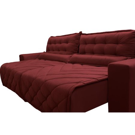Sofá 2,62m Retrátil e Reclinável com Molas Cama inBox Plus Tecido Suede Velusoft Vermelho