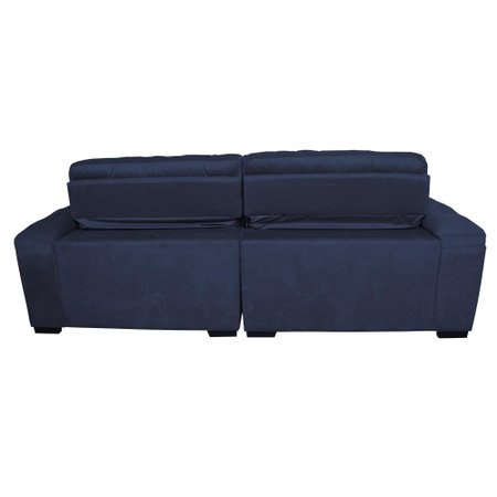 Sofá 2,62m Retrátil e Reclinável com Molas Cama inBox Top Tecido Suede Velusoft Azul