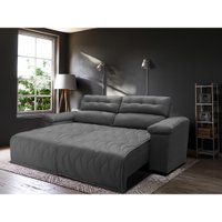 Sofá 2,62m Retrátil e Reclinável com Molas Cama inBox Top Tecido Suede Velusoft