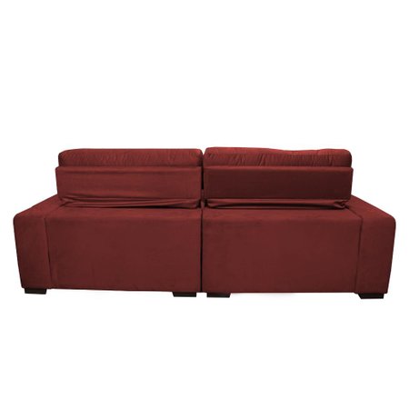 Sofá 2,82m Retrátil e Reclinável com Molas Cama inBox Confort Tecido Suede Velusoft Vermelho