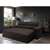 Sofá 2,82m Retrátil e Reclinável com Molas Cama inBox Top Tecido Suede Velusoft Café