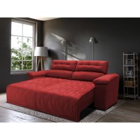 Sofá 2,82m Retrátil e Reclinável com Molas Cama inBox Top Tecido Suede Velusoft Vermelho