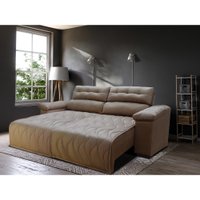 Sofá 2,82m Retrátil e Reclinável com Molas Cama inBox Top Tecido Suede Velusoft Castor