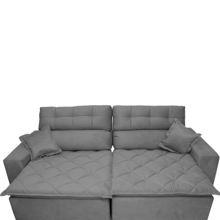 Sofá 2,92m Retrátil e Reclinável com Molas Cama inBox Confort Tecido Suede Velusoft Cinza