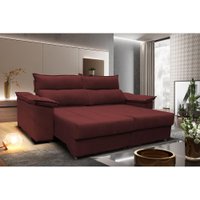 Sofá Retrátil e Reclinável 2,30m com Molas Cama inBox Horus Tecido Suede Vinho