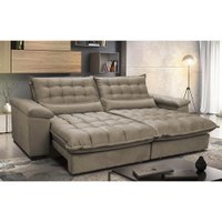 Sofá Retrátil e Reclinável 2,52m com Molas Ensacadas Cama inBox Aconchego Tecido Suede