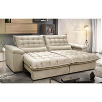Sofá Retrátil e Reclinável 2,52m com Molas Ensacadas Cama inBox Aconchego Tecido Suede