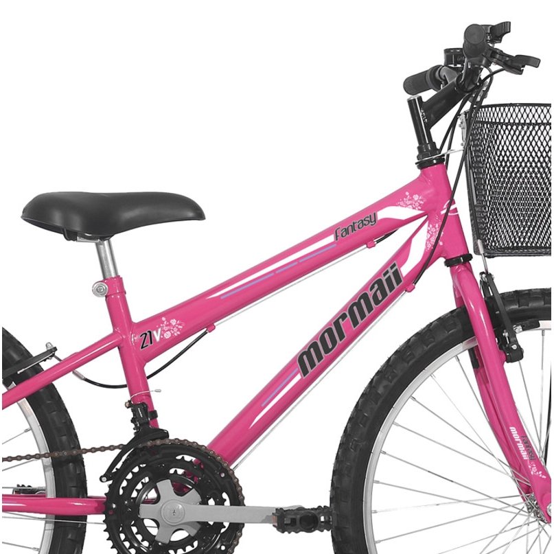Bicicleta Feminina Aro 24 Mtb Q13 21v Fantasy Com Cesta Mormaii Rosa Colombo Produzido em aço carbono garante qualidade e resistência,para as. bicicleta feminina aro 24 mtb q13 21v fantasy com cesta mormaii rosa