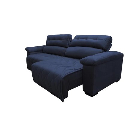 Sofá 2,32m Retrátil e Reclinável com Molas Cama inBox Top Tecido Suede Velusoft Azul