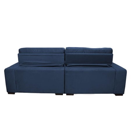 Sofá 2,02m Retrátil e Reclinável com Molas Cama inBox Confort Tecido Suede Velusoft Azul
